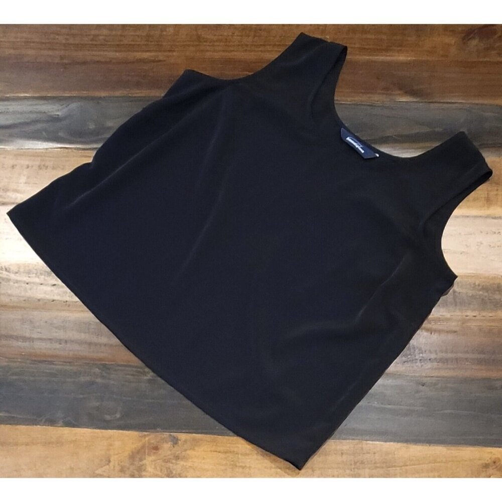 Penningtons Wide Strap Tank Top Lightweight Polyester Black Women's Size XL